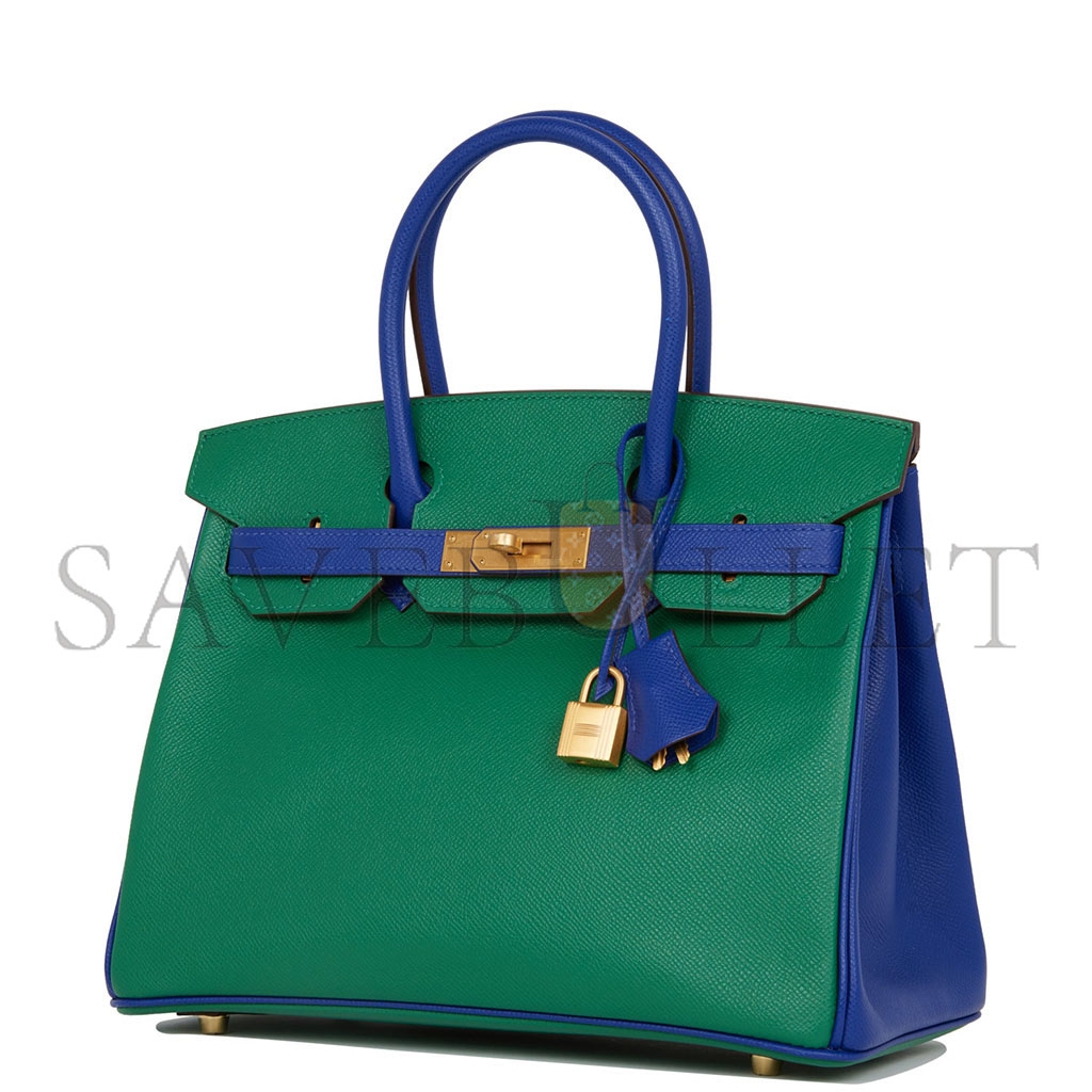 HERMÈS BIRKIN 35 EPSOM MALACHITE GREEN AND AQUA BLUE BAG H028368CK6Z (25*20*13cm)